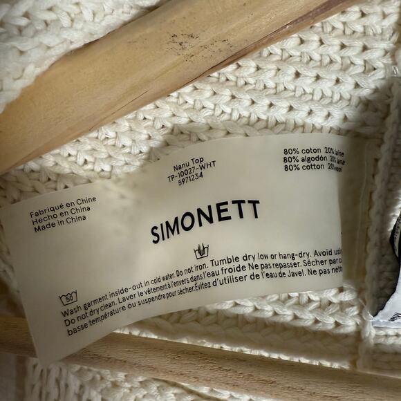 Simonett Nanu Cream Knit Cotton Cropped Multi-Way Wrap Top Size M - Picture 7 of 8